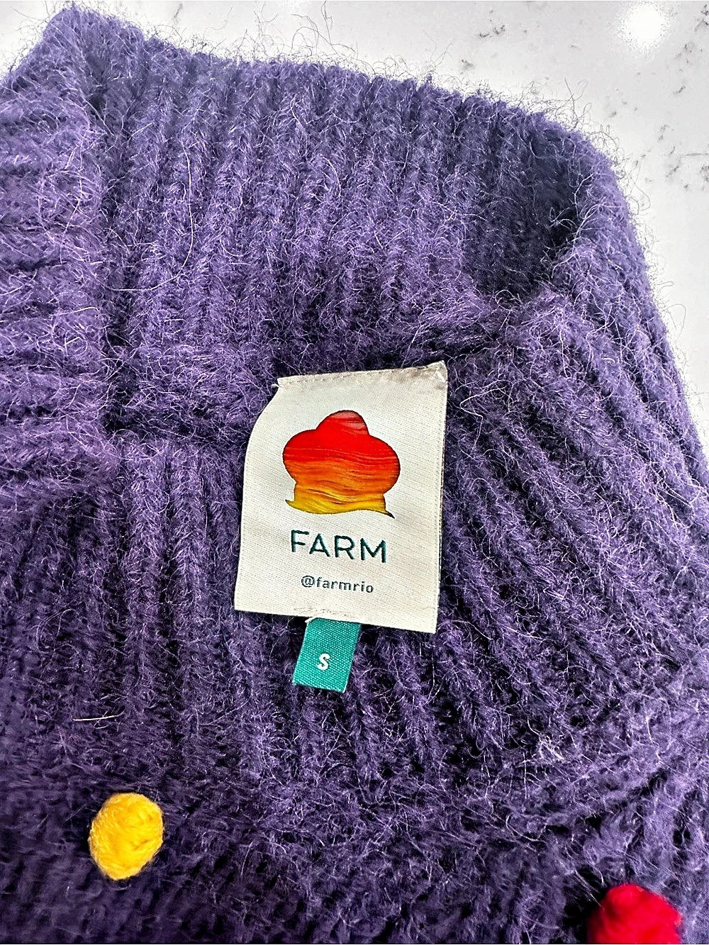 FARM Rio Pom Dot Sweater Purple & Multicolor Size Small - Picture 3 of 3